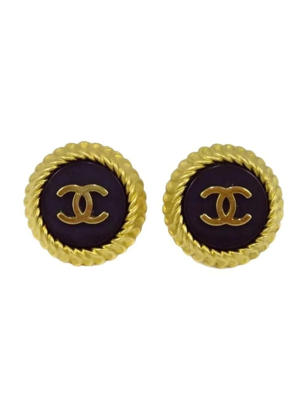 Chanel CC Logo Round Earrings